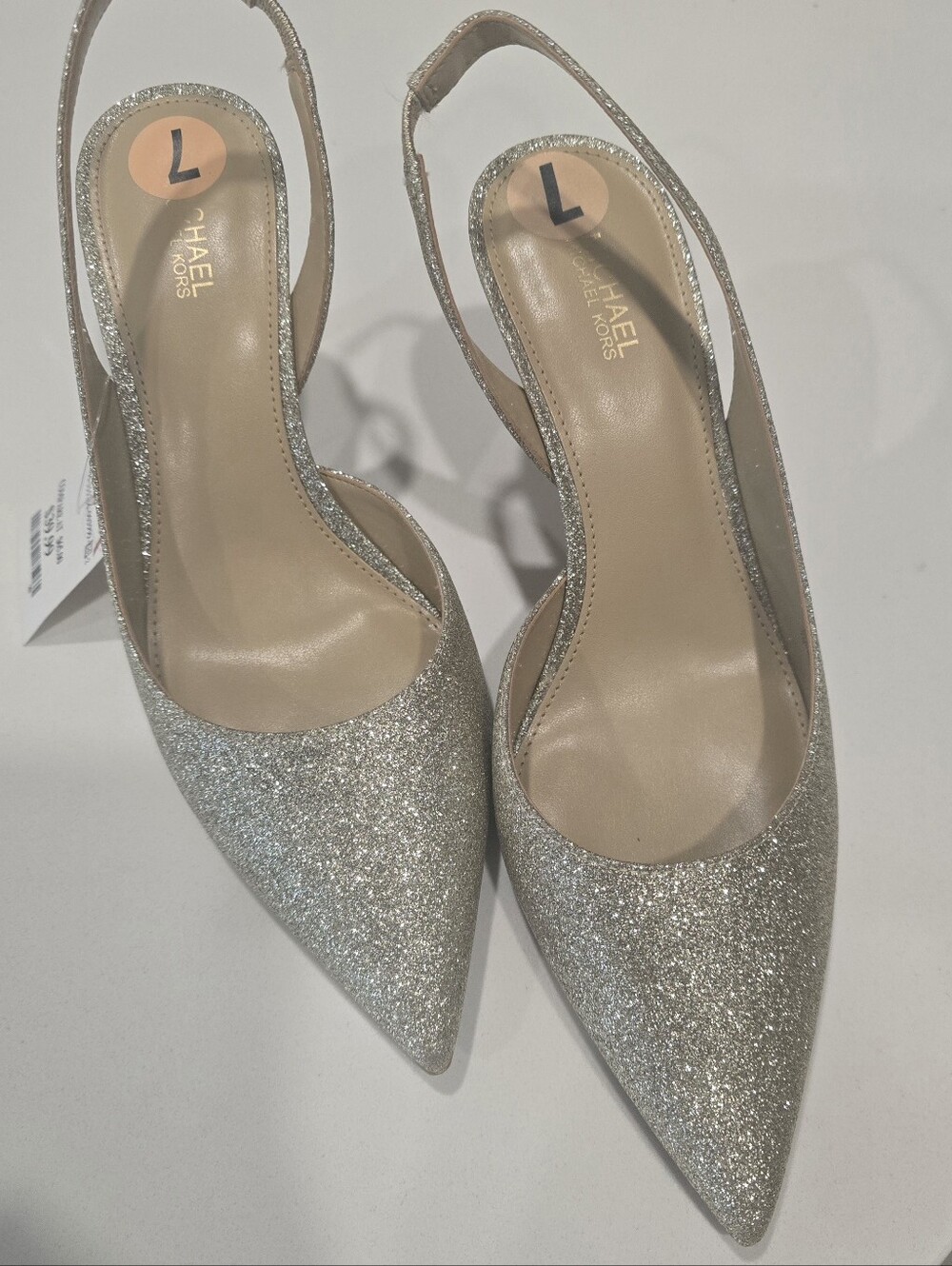 Michael Kors Women's Gold-Shiny Glitter Pointed Toe Slingback Heels, Sz: 8, NWT